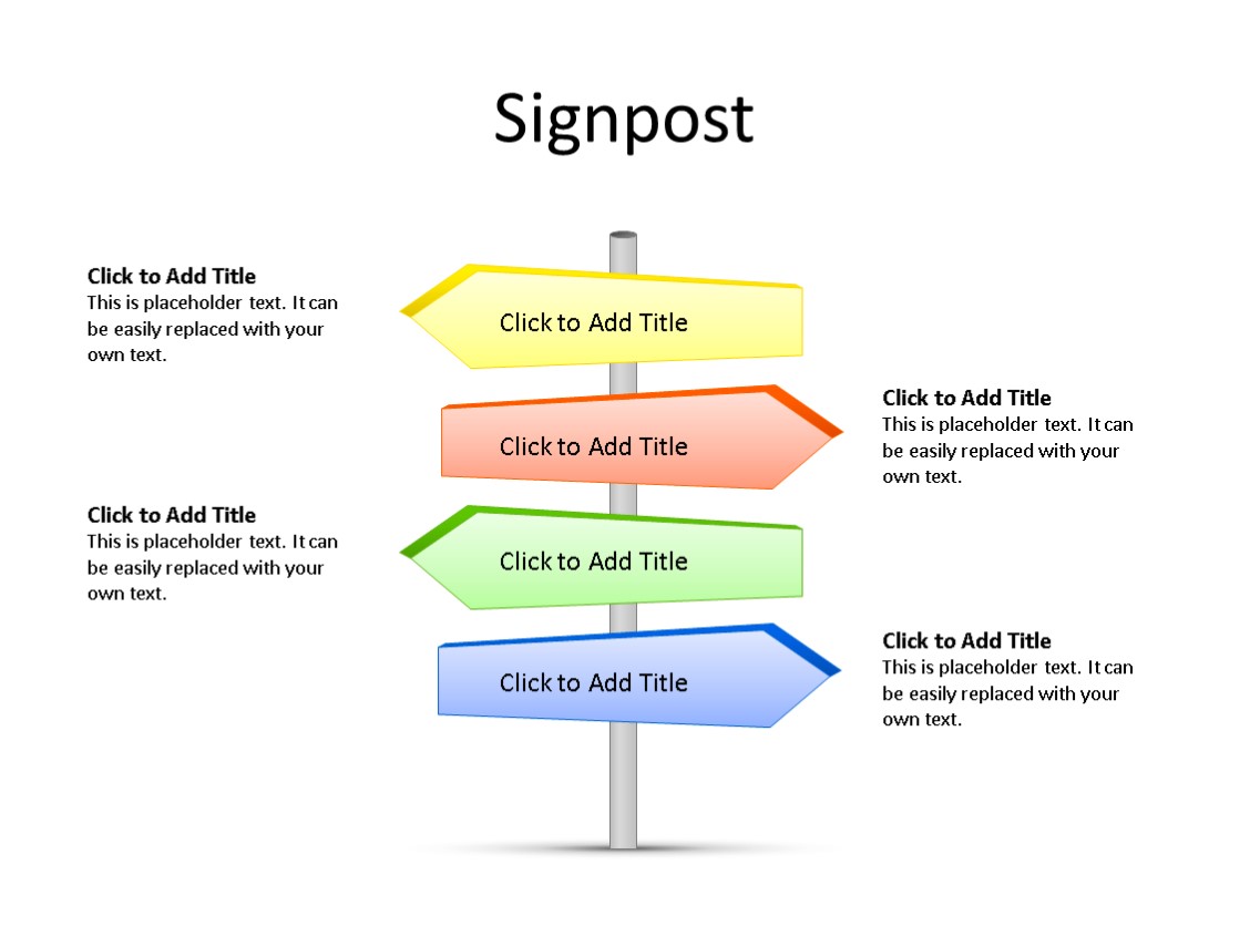 PPT SlideSignpost Diagram 4 Pieces Multicolor