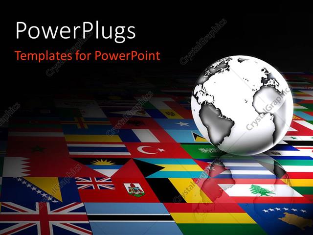 Powerpoint Template 3d Globe Against A Background Of Flags Of The World 12424 Flags Of The World Powerpoint