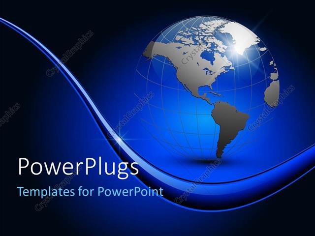 Powerpoint Template 3d Globe With Flare Effect With Blue And Black Color 978 Globe Powerpoint Template