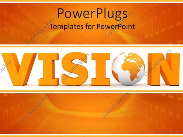 powerpoint template: 3d vision word with globe instead of o letter powerpoint template: 3d vision word with globe instead of o letter, Presentation templates