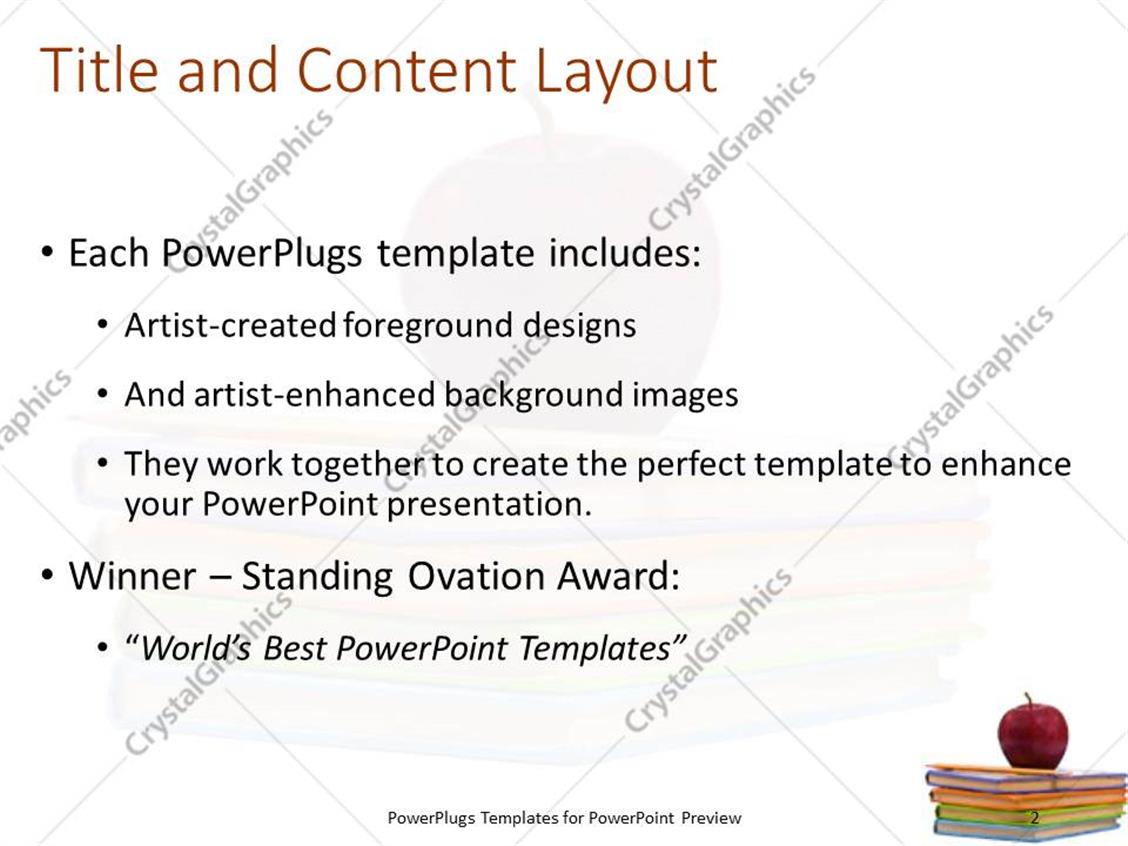 powerpoint template: apple and pencil laying on pile of several powerpoint template: apple and pencil laying on pile of several, Presentation templates