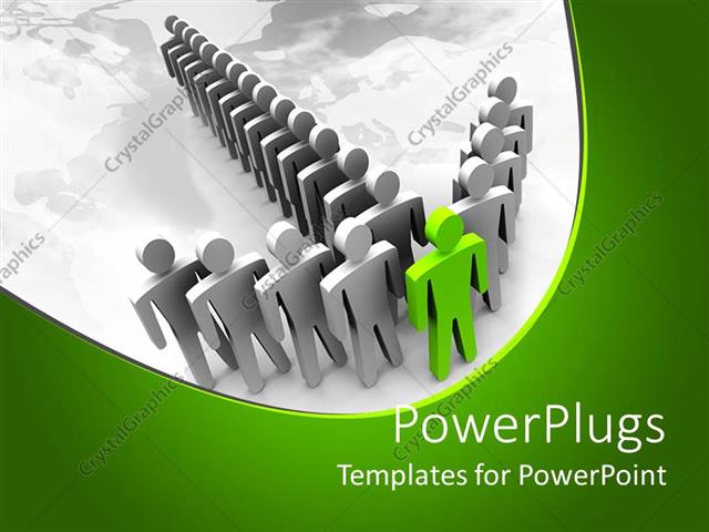 Powerpoint Template Ash And Silver Colored Leadership Depiction On A Green And Ash Background Leadership Powerpoint Templates