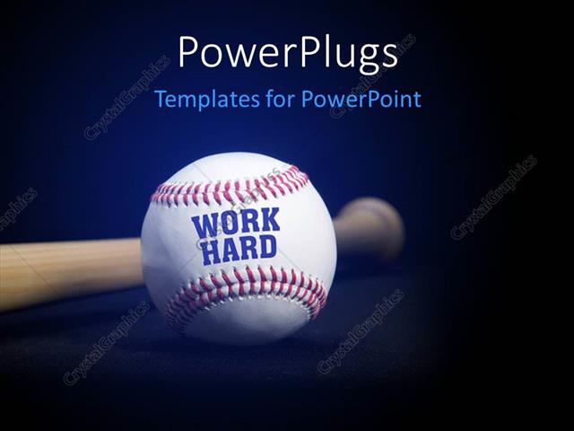 Powerpoint Template Baseball With Text Work Hard Over Blue And Black Background 31593 Baseball Powerpoint Templates