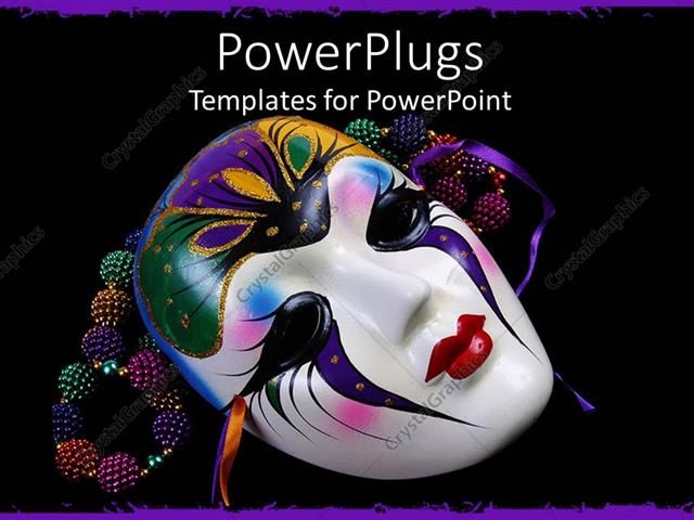 Powerpoint Template Black Background With Colorful Beads And Mardi Gras Mask 19649 Mardi Gras Powerpoint Template