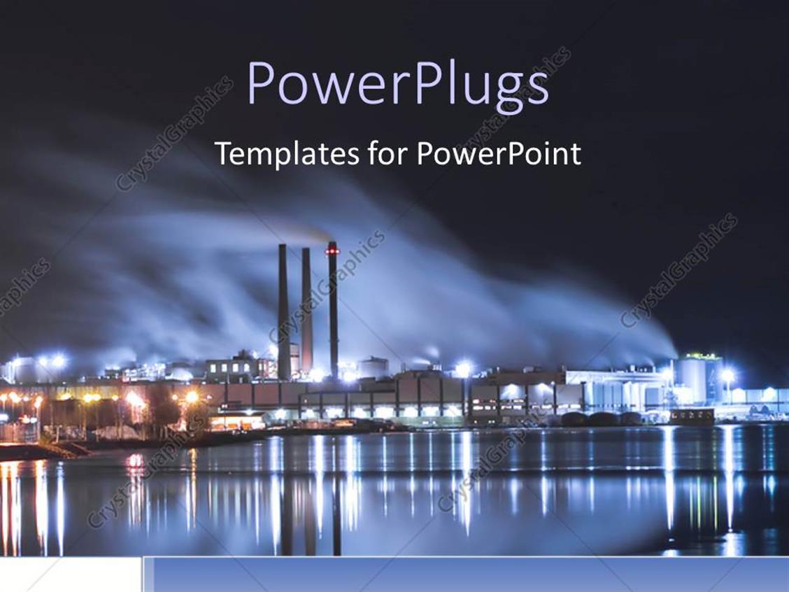 Powerpoint Template Brightly Lit Industrial District At Night 17192 Industrial Revolution Powerpoint Template