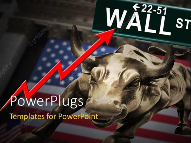 powerpoint template: bronze bull over american flag with red powerpoint template: bronze bull over american flag with red, Presentation templates