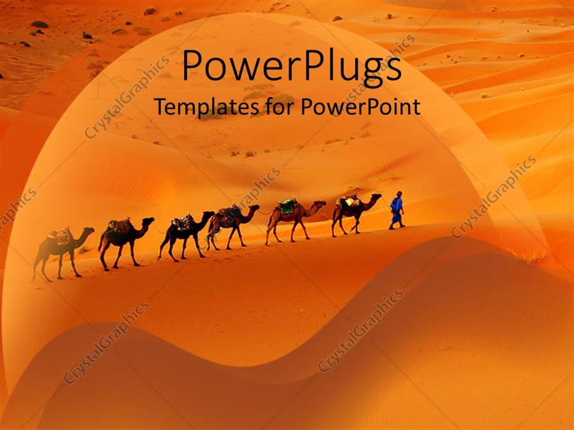 Powerpoint Template Camels And Desert Merchants Travelling Through Desert Sand Dunes 6360 Desert Powerpoint Background