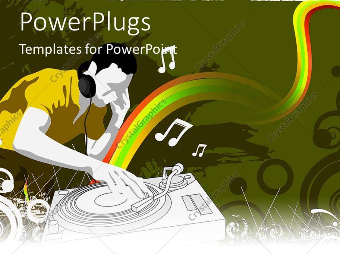 Powerpoint Template Dj Playing Music On Decks In Colorful Background With Music Notes 20924 Hip Hop Powerpoint Template