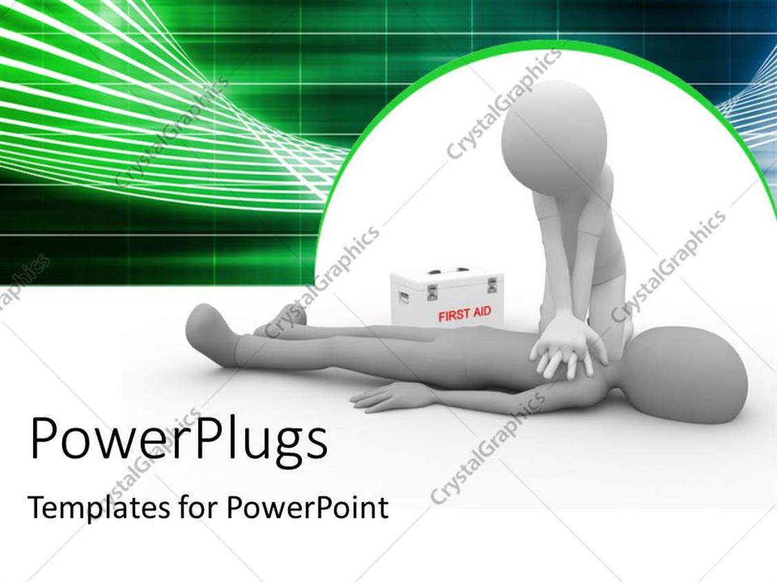 Powerpoint Template Doctor Performing Cpr First Aid On Human With First Aid Box In Background Aid Powerpoint Template