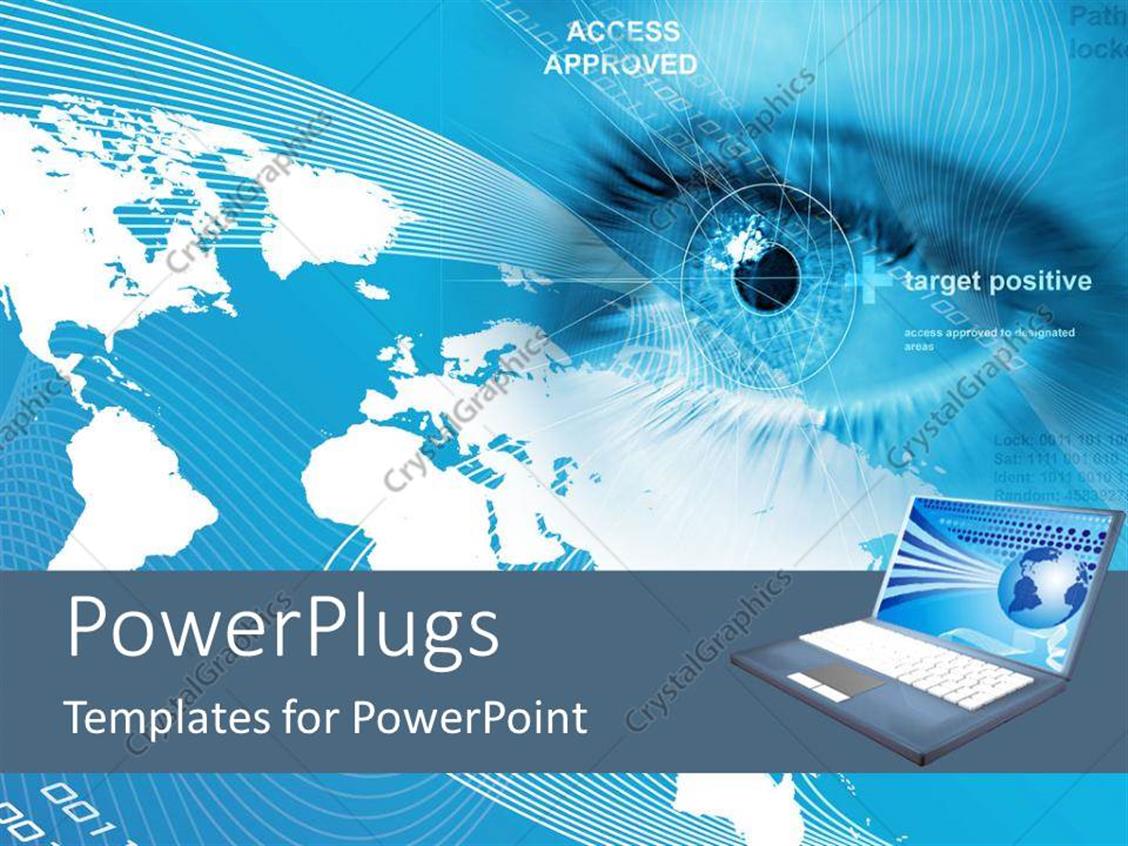 Powerpoint Template Eyes Envisioning A Better World With Perspective Of The Globe On A Laptop Better Powerpoint Templates