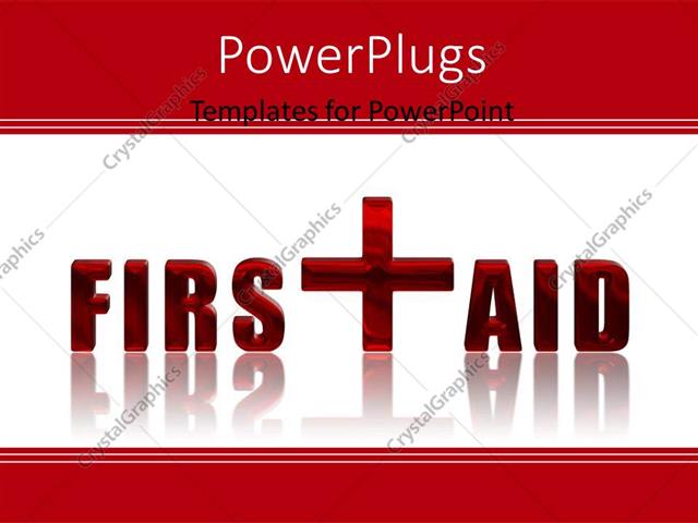powerpoint template: first aid reflected 3d text over white powerpoint template: first aid reflected 3d text over white, Powerpoint templates