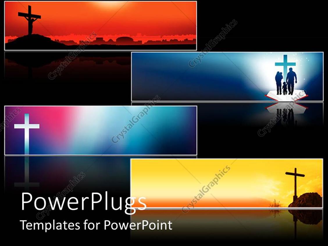 Powerpoint Template Four Religious Cross Banners With Various Backgrounds 25019 Powerpoint Banner Template