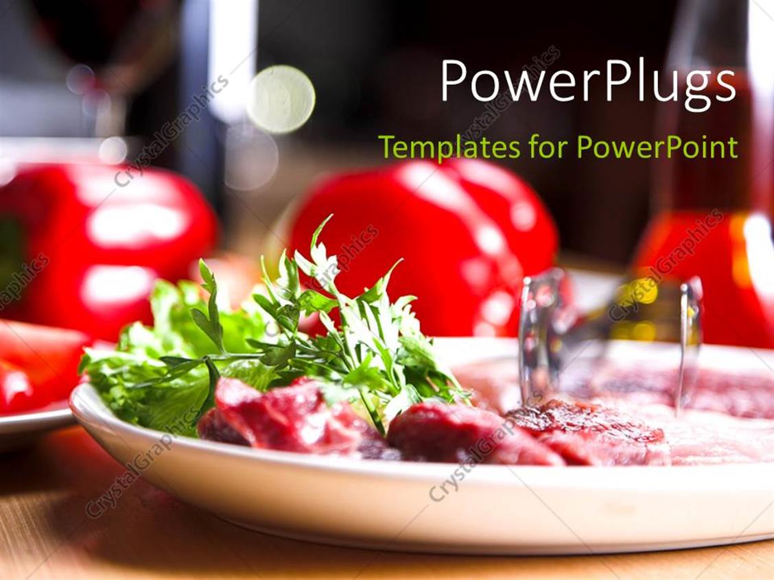 Powerpoint Template Fresh And Healthy Food In Plate Over Restaurant Table 12729 Food Powerpoint Templates