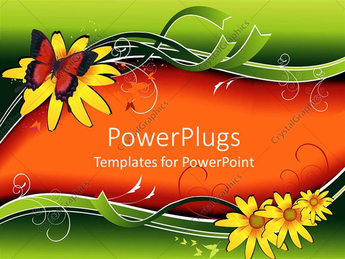 Powerpoint Template Funky Colored Theme With A Butterfly Sitting On Yellow Flower 12459 Funky Powerpoint Templates