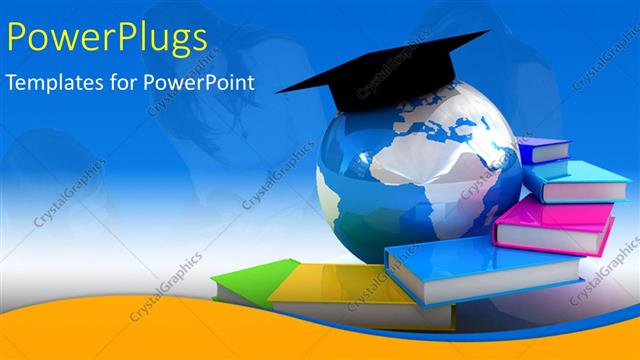 Powerpoint Template Globe Books With Students In Background Depicting Global Education 13687 Powerpoint Templates For Students