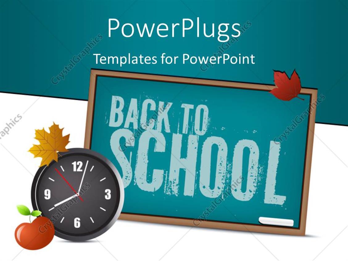 Powerpoint Template Green Chalkboard With Chalk Autumn Leaf Wall Clock And Apple 2629 Chalkboard Powerpoint Template For Mac