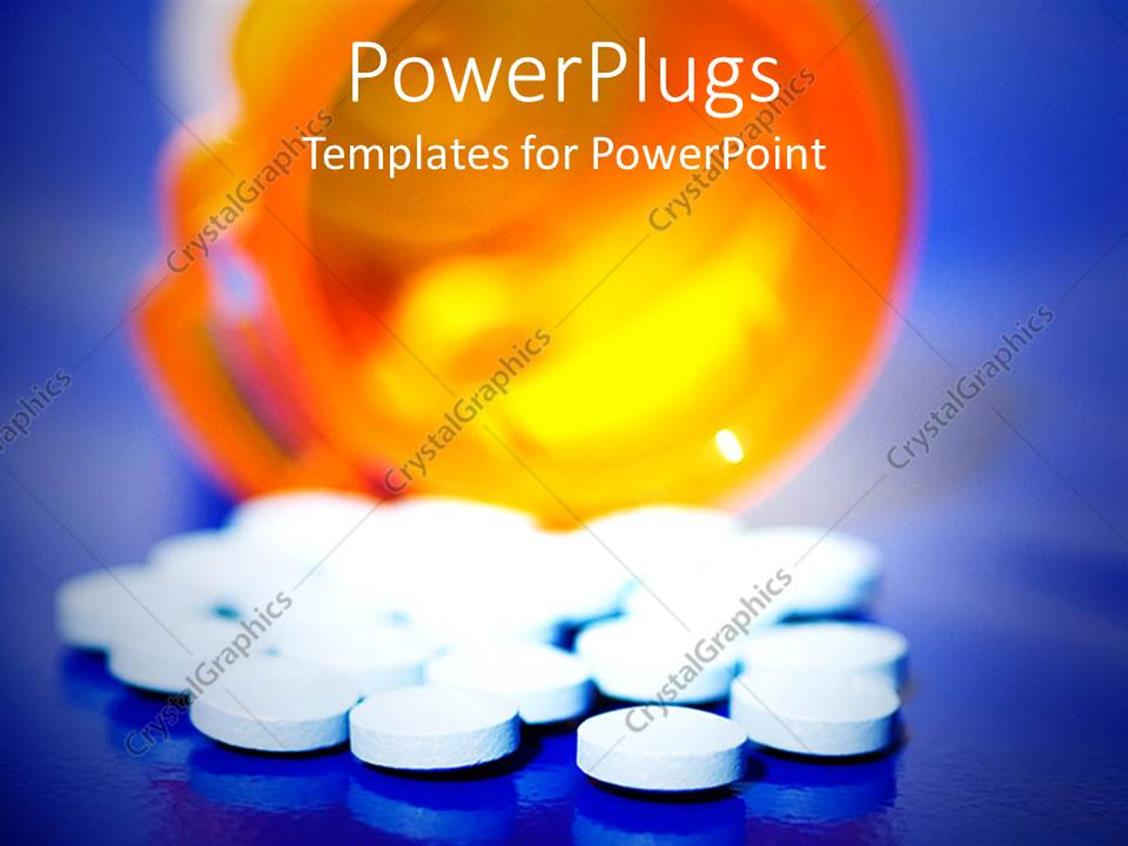 Powerpoint Template Knocked Over Prescription Pill Drugs Spilled Over Blue Background 28422 Pills Powerpoint Template