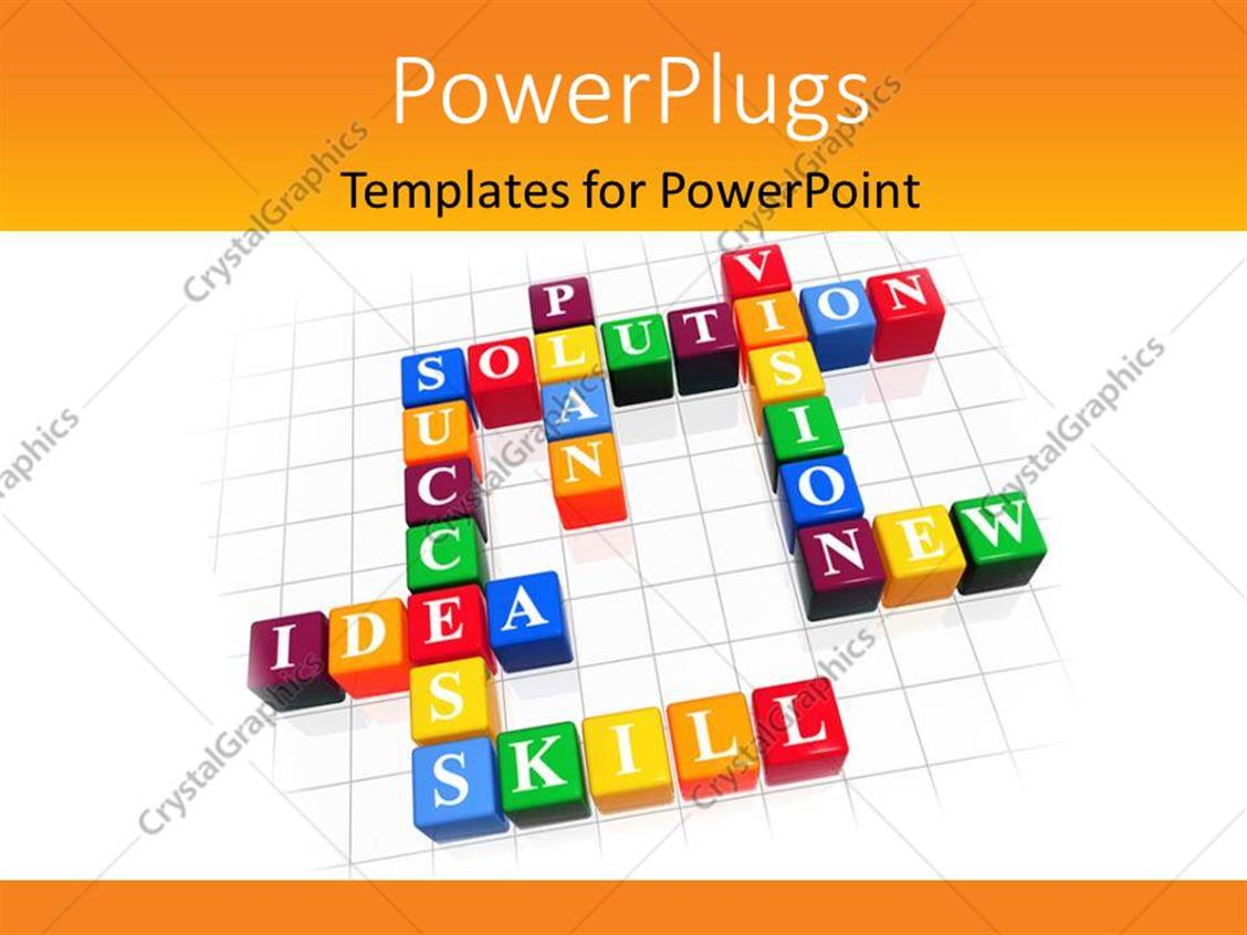 PowerPoint Template lots of colorful scrabble cubes forming cross word