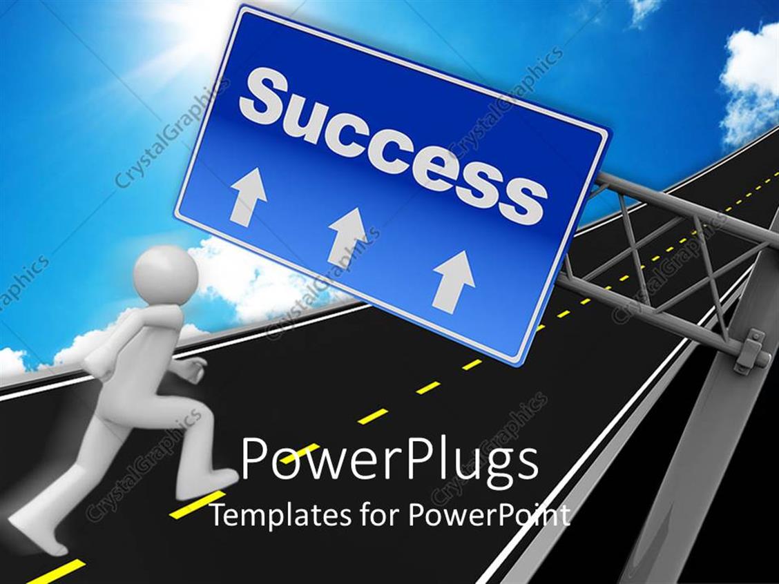 Powerpoint Template Man Running In Direction Of Success On Highway With Success Sign Post 25388 Success Powerpoint Templates Free