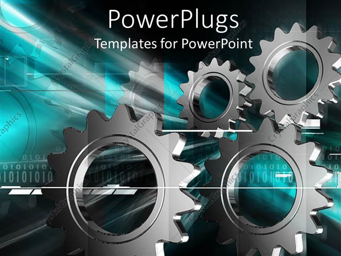 Powerpoint Template Multiple Metallic Gray Gear Displayed On Industrial Related Background 17188 Industrial Powerpoint Templates