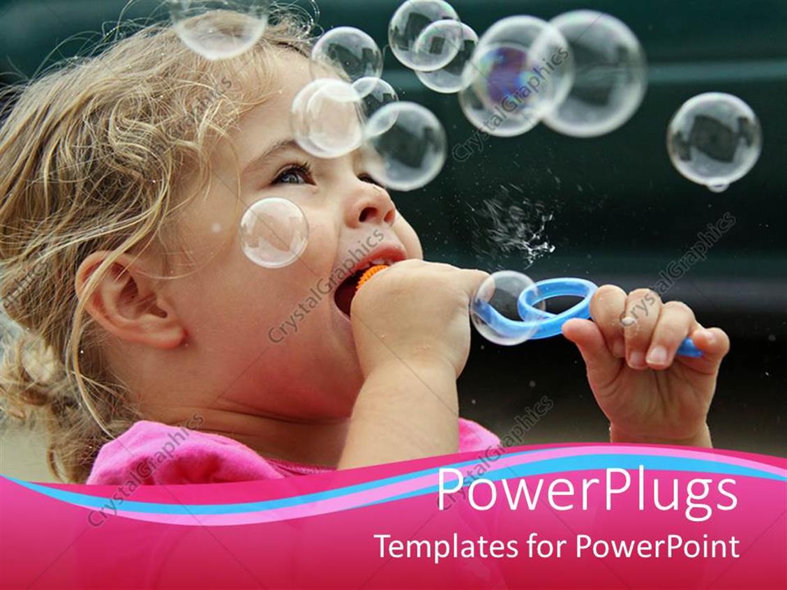 PowerPoint Template Pretty baby girl blowing out bubbles and smiling