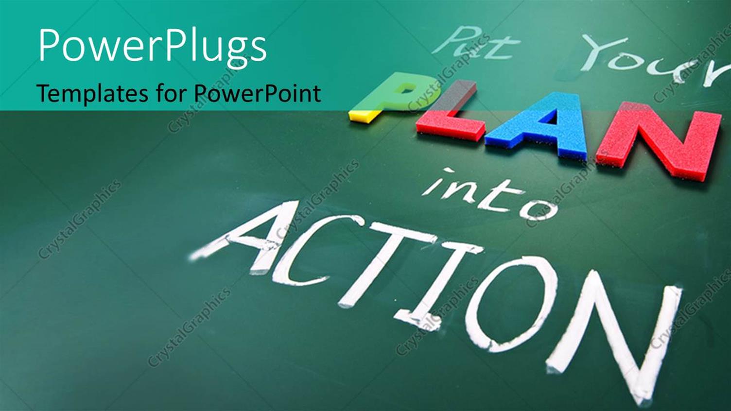 Powerpoint Template A Greenish Background With A Number Of Words Saying Put Plan Into Actions Enterprise Encryption Strategy Template