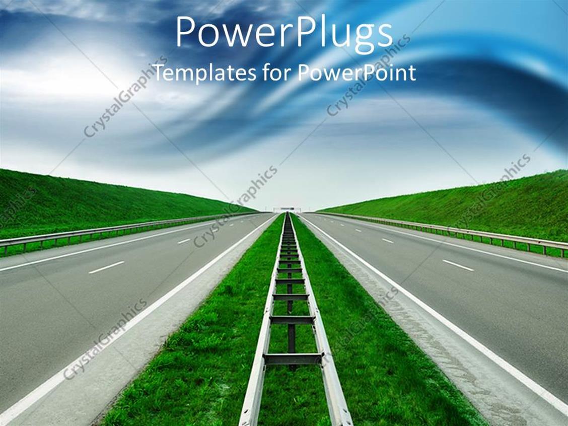 Powerpoint Template Road To Success Blue Sky Green Hills Empty High Way Divider 16307 Road Powerpoint Template