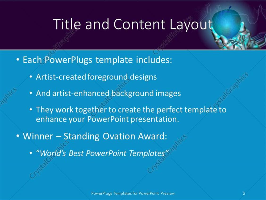 powerpoint template: robot hand holds neon apple symbolizing new powerpoint template: robot hand holds neon apple symbolizing new, Presentation templates