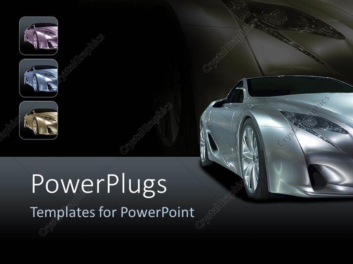 Powerpoint Template Silver Sport Car On Background With Shades Of Black 6450 Powerpoint Template Automotive