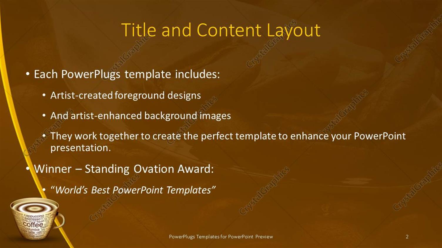 powerpoint template: coffee beans in large spoon with steaming cup powerpoint template: coffee beans in large spoon with steaming cup, Presentation templates