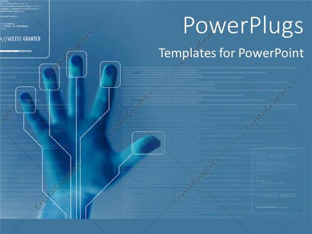Powerpoint Template Technology For Finger Printing Identity Security On Blue Background 16688 Free Powerpoint Templates Technology