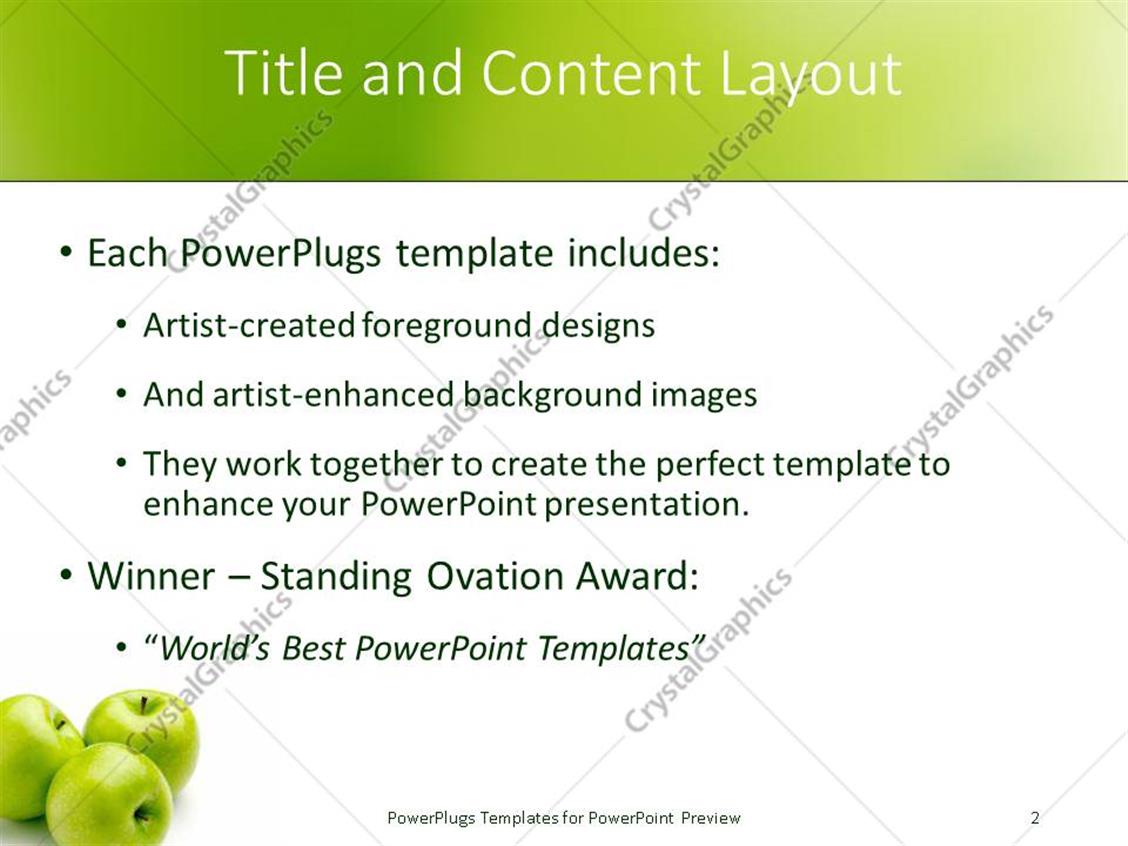 powerpoint template: three green apples fruits from tree nature on powerpoint template: three green apples fruits from tree nature on, Presentation templates